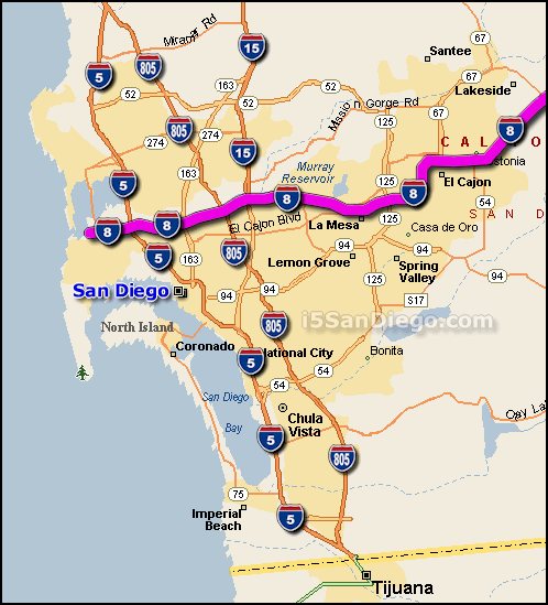 i-8 San Diego Map